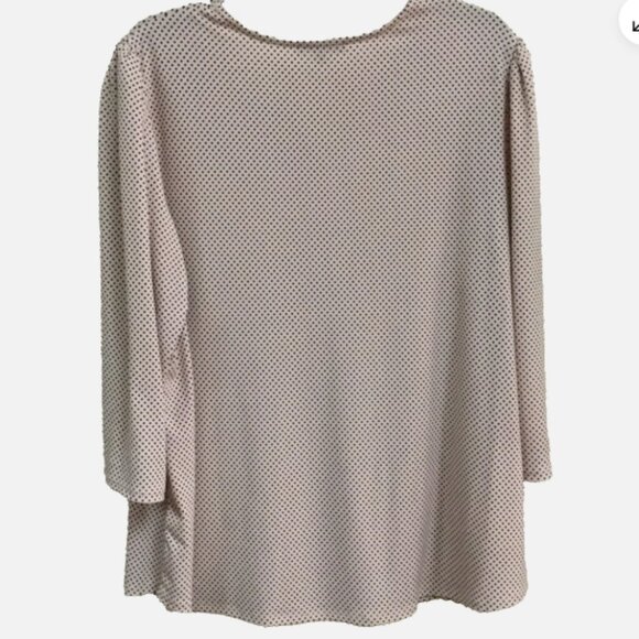 Adrianna Papell Women Plus Size 1X Knit Pullover Blouse Pink / Black polka dots - Picture 5 of 8